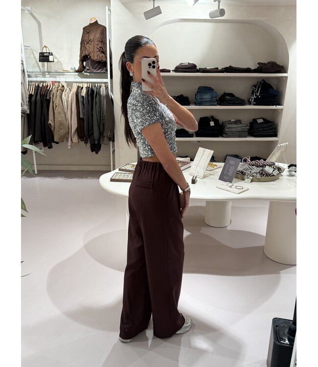 Berry Wide Leg Trousers