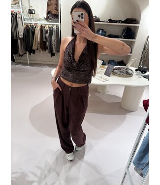 Sparkle Halter Top Brown