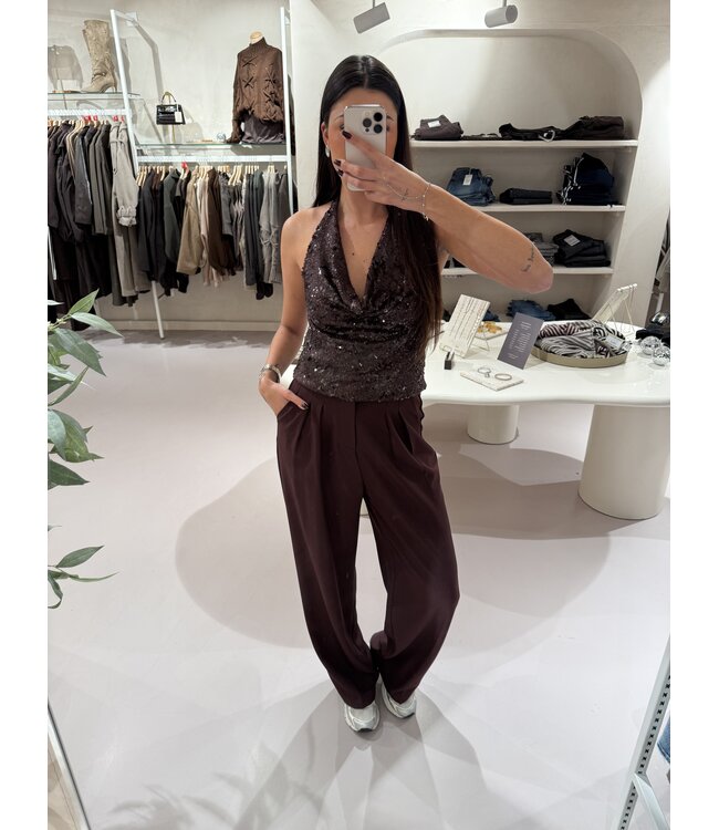 Sparkle Halter Top Brown