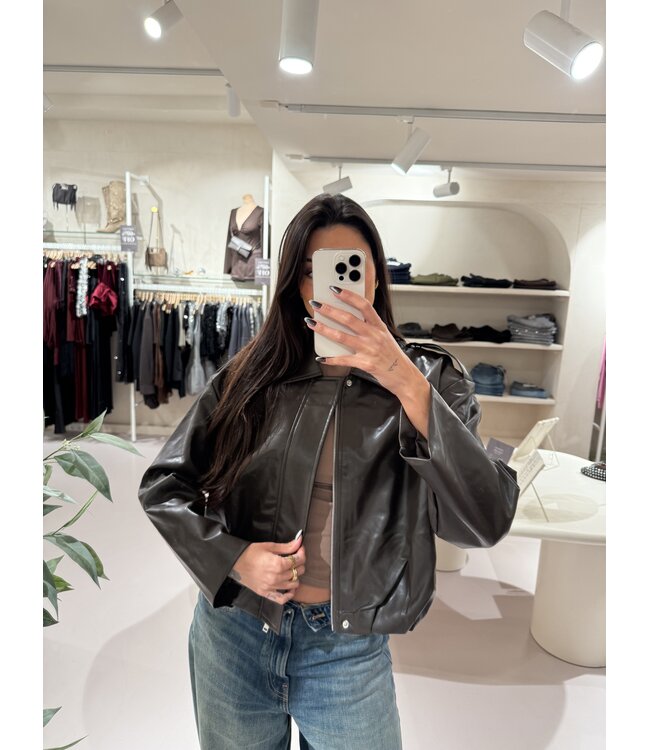 The Fake Leather Jacket Foxie Brown