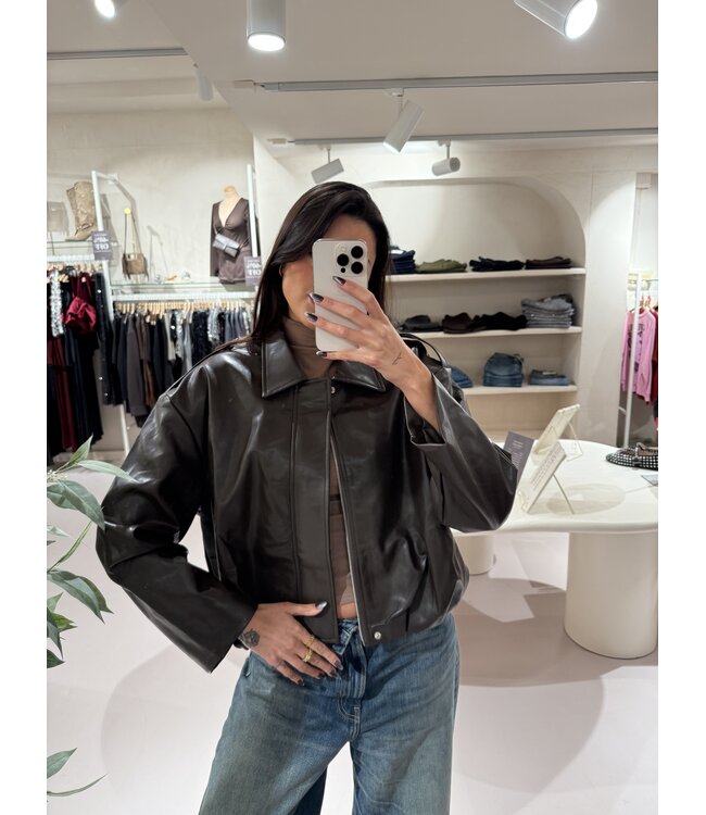 The Fake Leather Jacket Foxie Brown