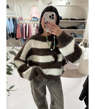 The Knit Striped Brown & Creme