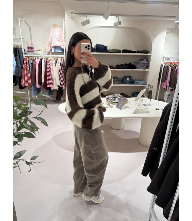 The Knit Striped Brown & Creme
