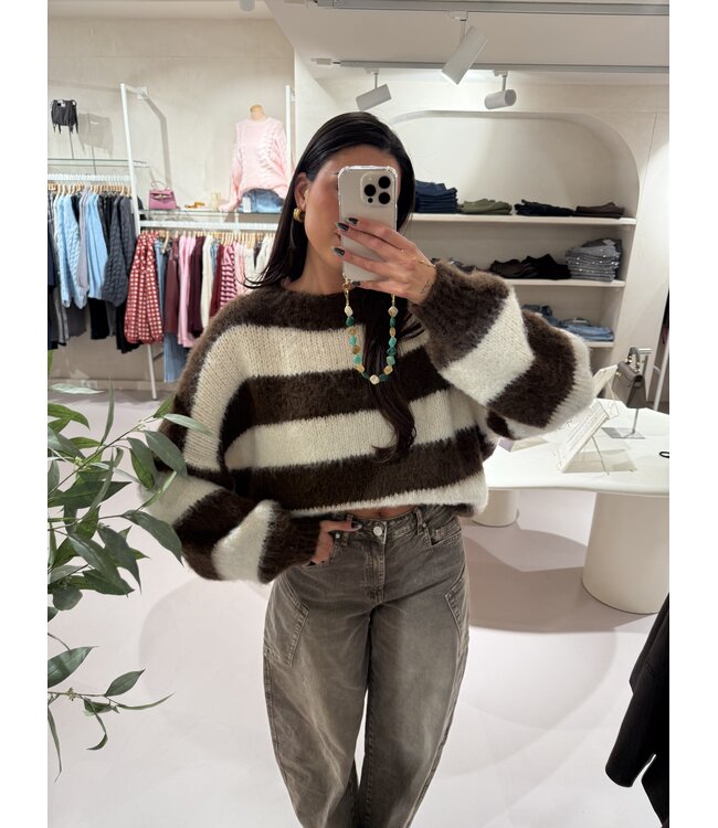 The Knit Striped Brown & Creme