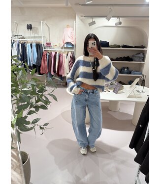 The Knit Striped Blue & Creme