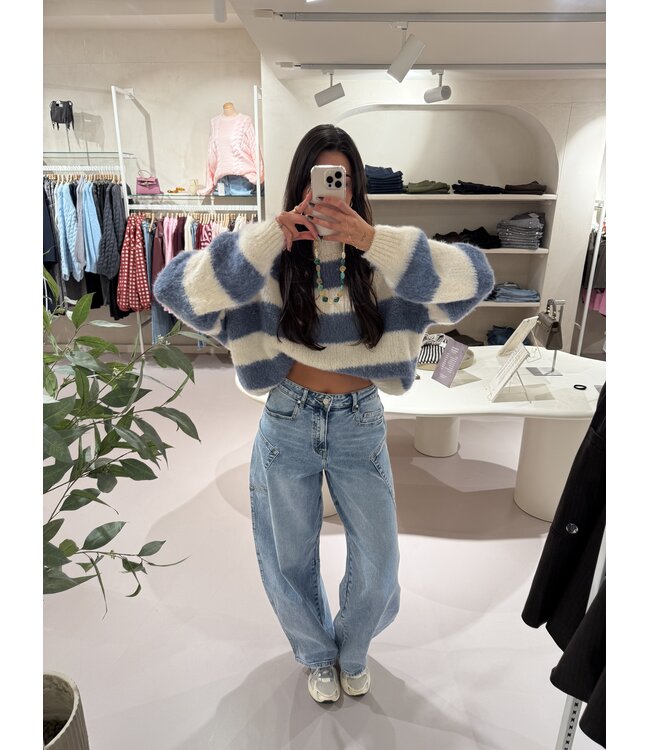 The Knit Striped Blue & Creme