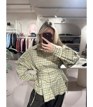 Blouse Getailleerd Check Beige