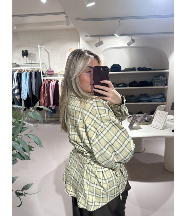 Blouse Getailleerd Check Beige