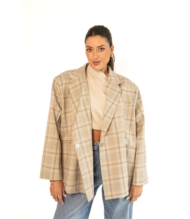 Ambika Oversized Blazer Khaki Plaid