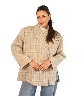 Ambika Oversized Blazer Khaki Plaid