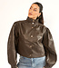 Cropped Leather Chocolate Jacket