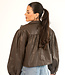 Cropped Leather Chocolate Jacket