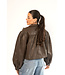 Cropped Leather Chocolate Jacket