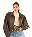 Cropped Leather Chocolate Jacket