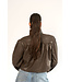 Cropped Leather Chocolate Jacket