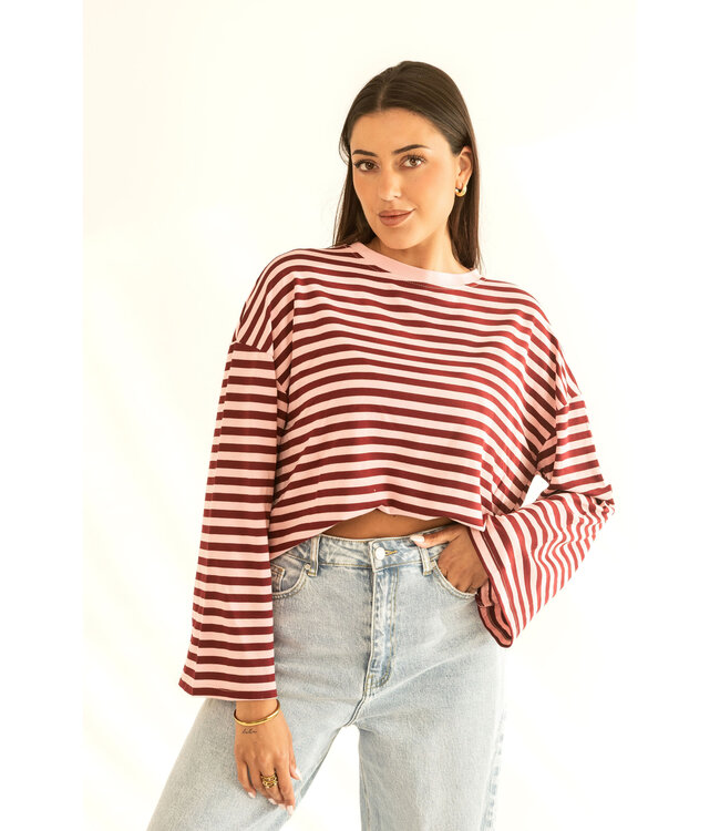 T- Shirt Striped Megan Burgundy