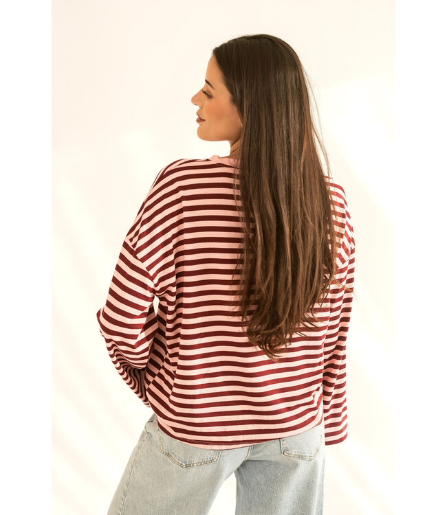 T- Shirt Striped Megan Burgundy