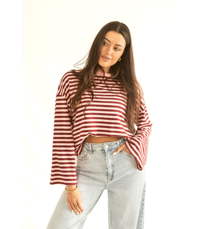 T- Shirt Striped Megan Burgundy