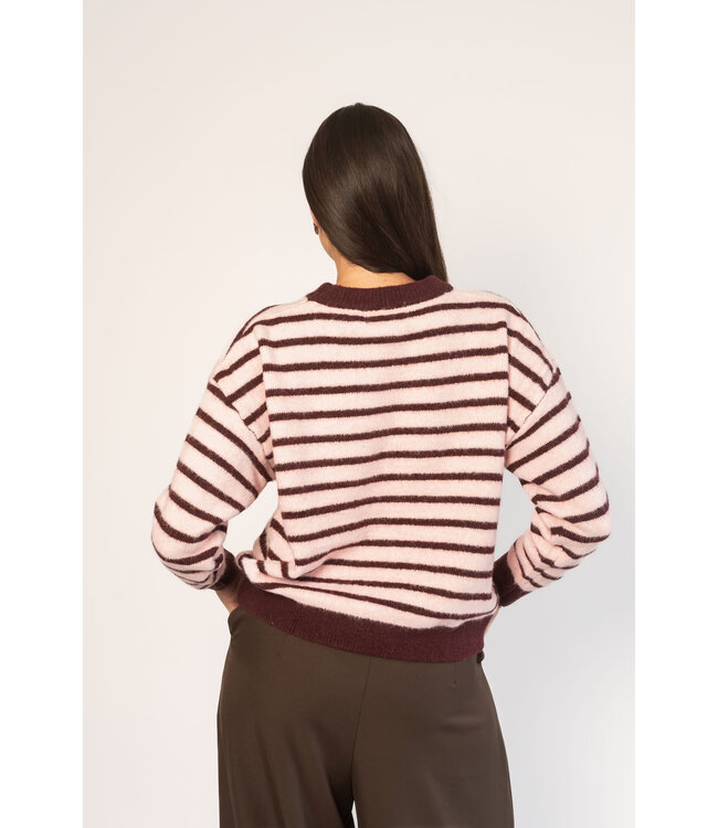 Striped Trui Pink Burgundy