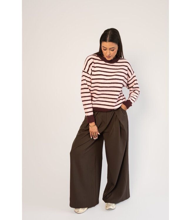 Striped Trui Pink Burgundy