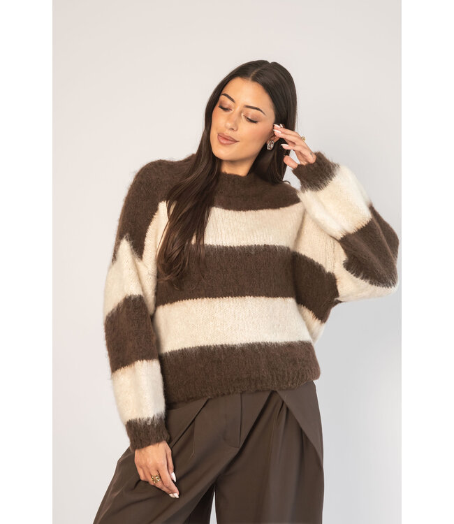 The Knit Striped Brown & Creme