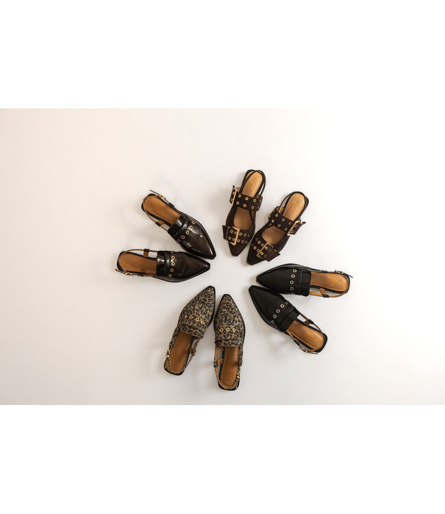 Slingback Fringe Vegan Black