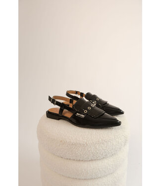 Slingback Fringe Vegan Black
