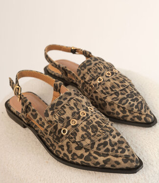 Slingback Fringe Vegan Leopard