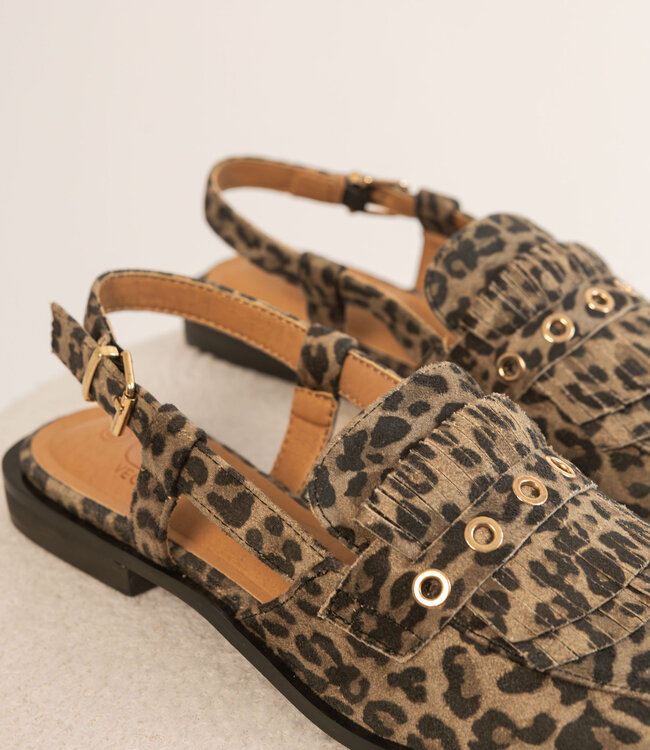Slingback Fringe Vegan Leopard