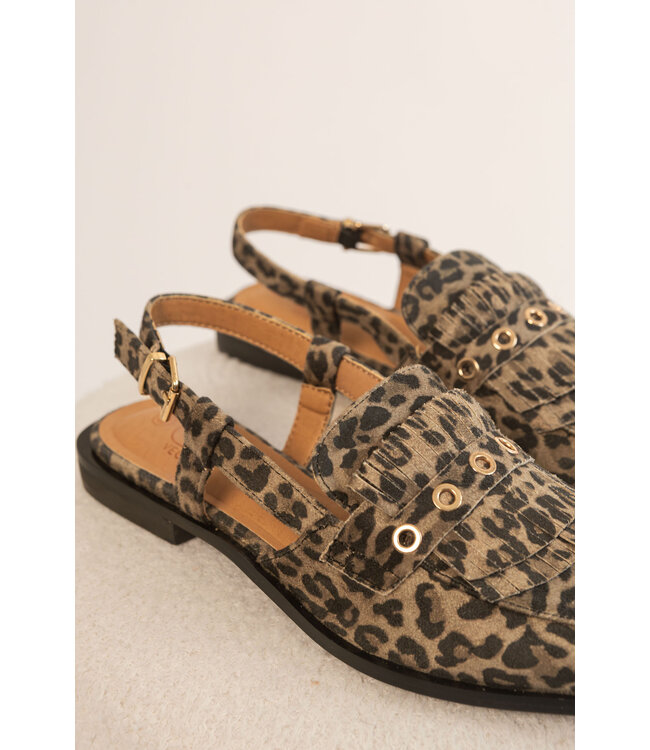 Slingback Fringe Vegan Leopard