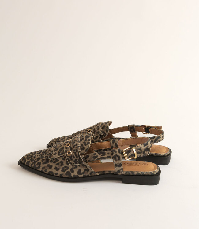 Slingback Fringe Vegan Leopard