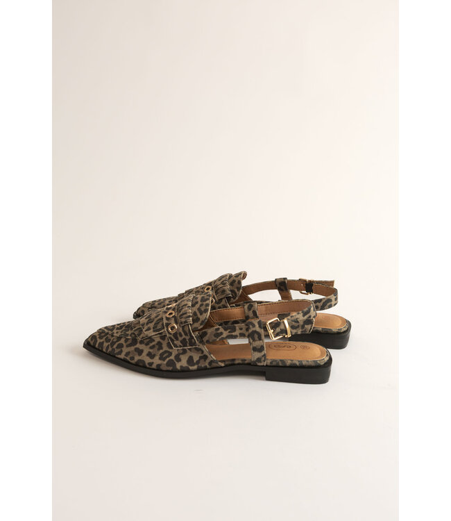Slingback Fringe Vegan Leopard