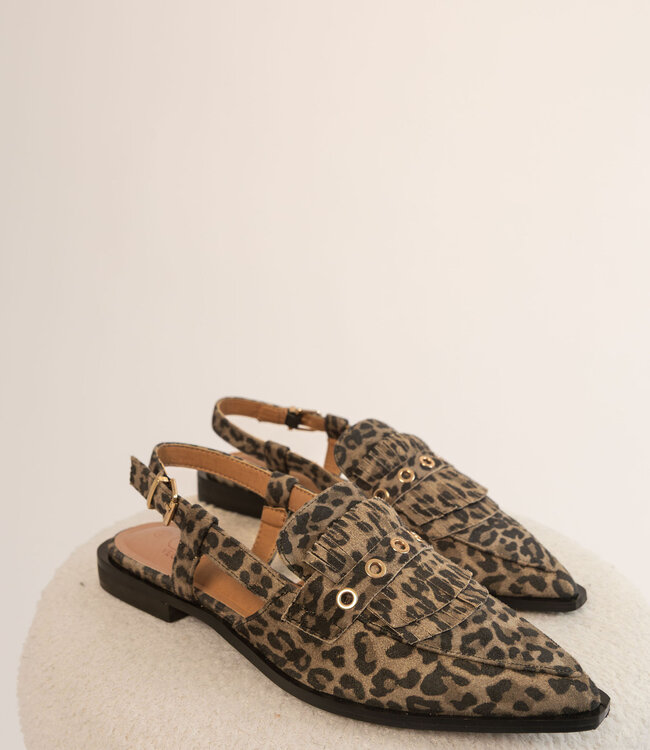 Slingback Fringe Vegan Leopard