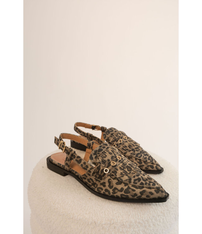 Slingback Fringe Vegan Leopard