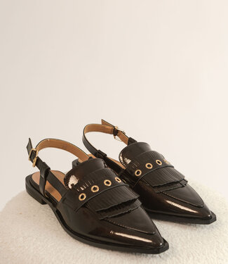 Slingback Fringe Vegan Dark Brown