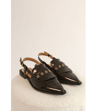 Slingback Fringe Vegan Dark Brown