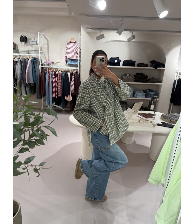 Ambika Oversized Blazer Vanilla Navy Plaid