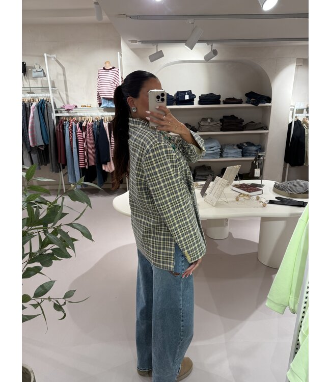 Ambika Oversized Blazer Vanilla Navy Plaid