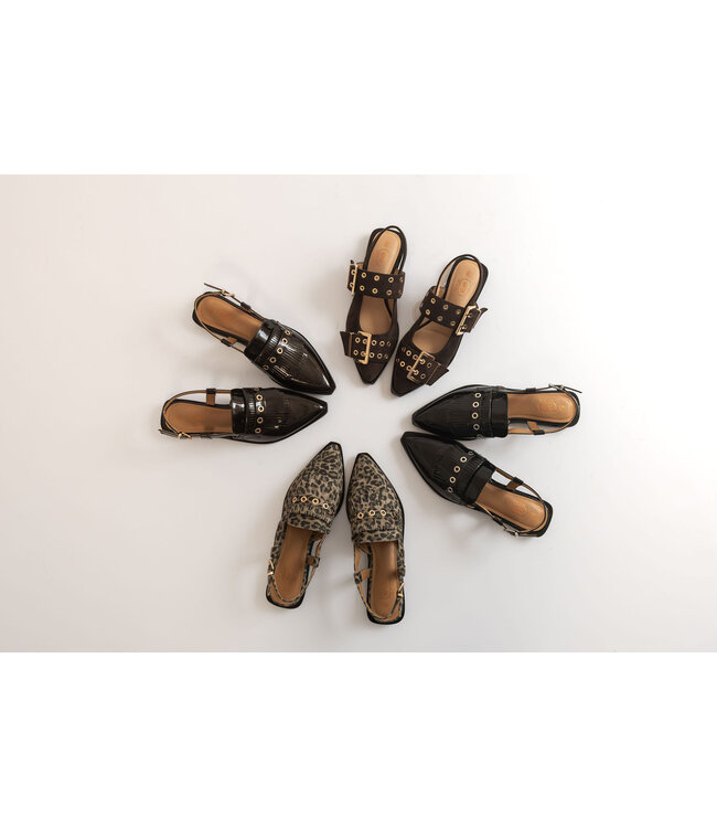 The Suede Buckle Flats Brown