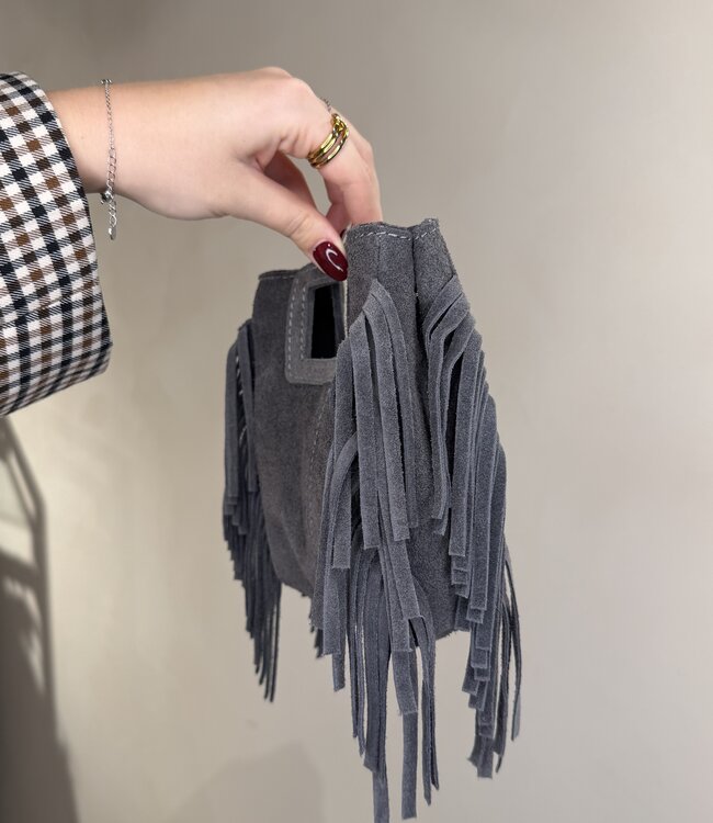 Little Bag Suede Fringe Grey