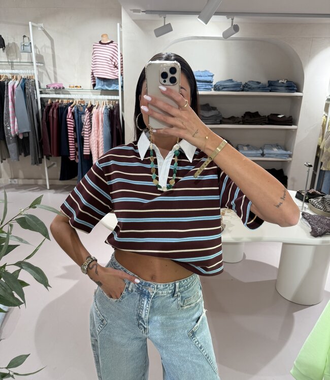 The Cropped Polo Striped