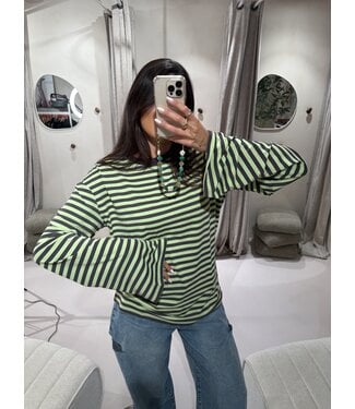 Extra Tall Longsleeve Striped Lime Brown