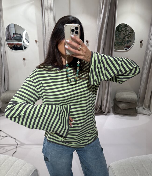 Extra Tall Longsleeve Striped Lime Brown