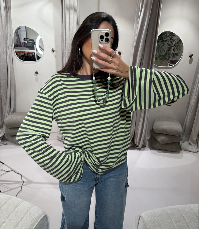 Extra Tall Longsleeve Striped Lime Brown