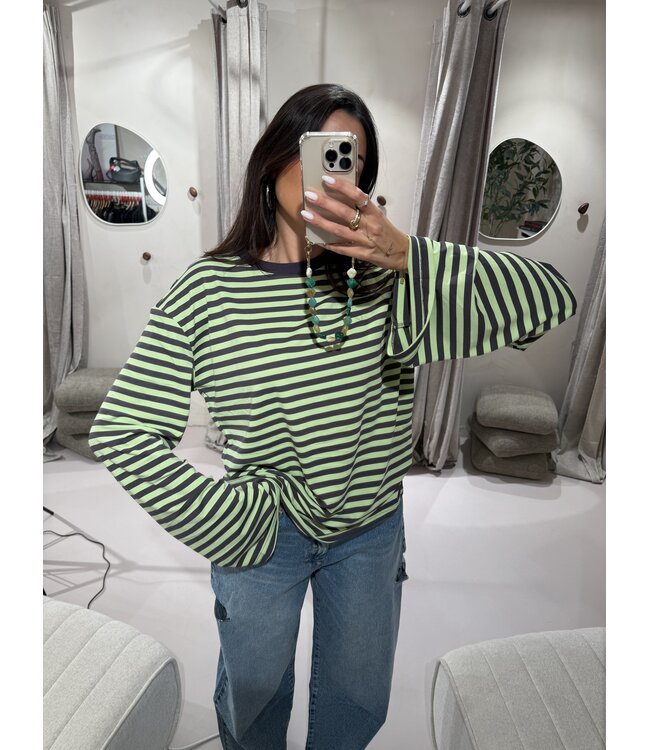 Extra Tall Longsleeve Striped Lime Brown