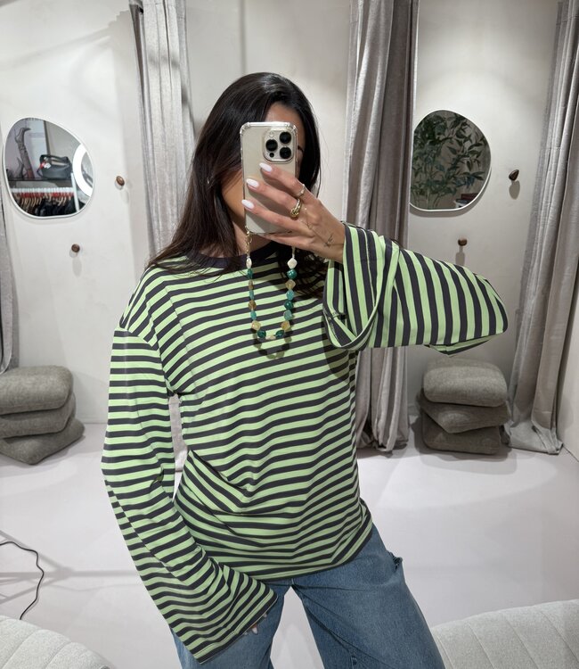 Extra Tall Longsleeve Striped Lime Brown
