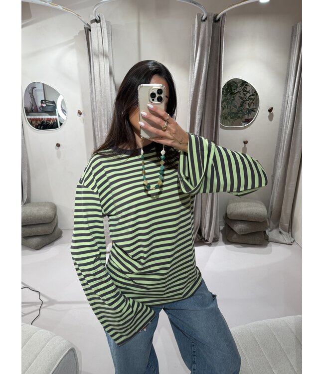 Extra Tall Longsleeve Striped Lime Brown