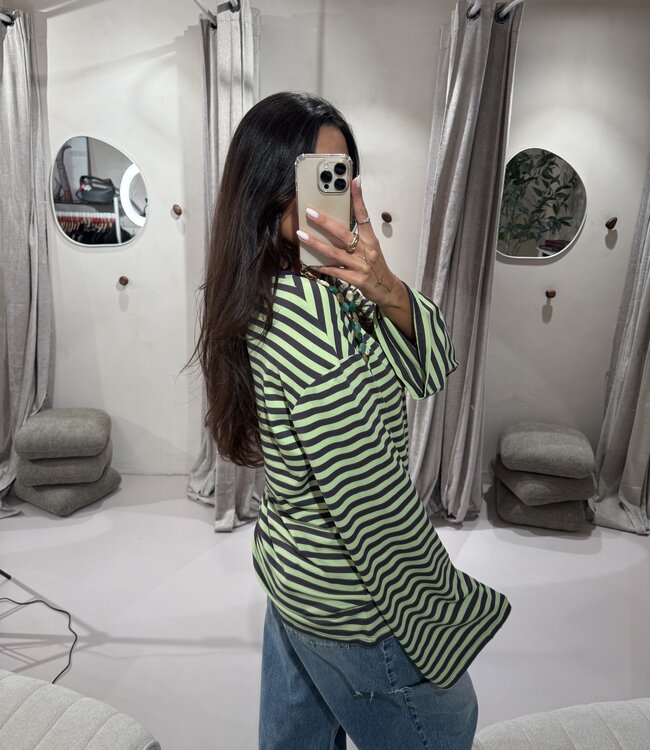 Extra Tall Longsleeve Striped Lime Brown