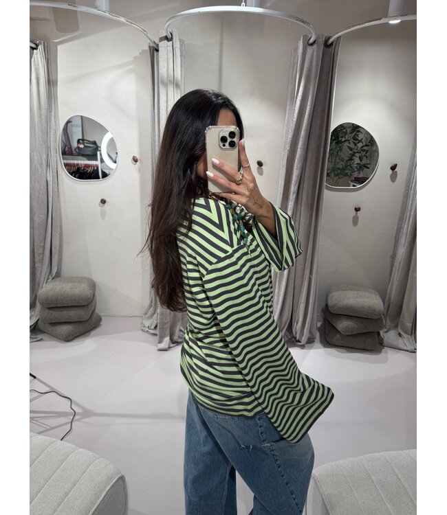 Extra Tall Longsleeve Striped Lime Brown