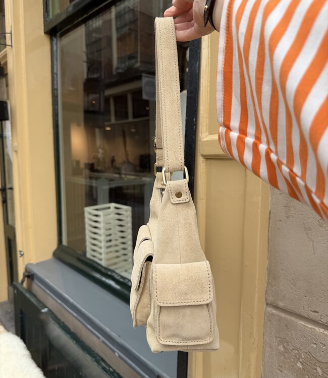 The Cargo Suede Creme Bag